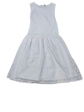 ​ZARA White Combination Dress Size M Sleeveless Ribbed Knit Eyelet Skirt Summer